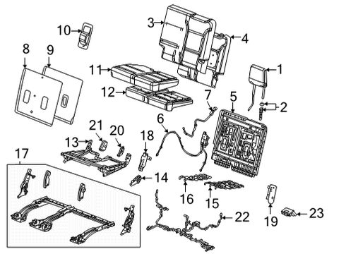 2022 Cadillac Escalade ESV Third Row Seats Seat Cushion Pad Diagram for 85125275