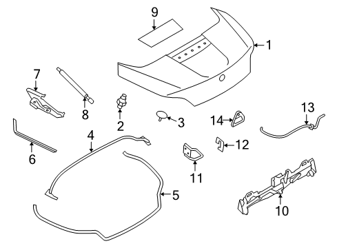 2010 BMW Z4 Trunk Catch Bracket Left Diagram for 51247191258