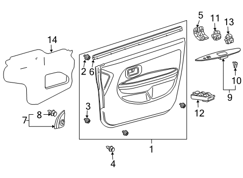 2005 Scion xA Rear Door Door Trim Panel Diagram for 67620-5C211-B0