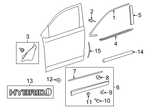 2019 Toyota Highlander Exterior Trim - Front Door Belt Molding Diagram for 75710-0E070