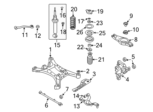 Diagram for 2008 Nissan Maxima Rear Suspension Components, Lower Control Arm, Upper Control Arm, Stabilizer Bar 