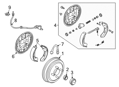 2008 Chevrolet Aveo5 Rear Brakes Brake Assembly Diagram for 96534705