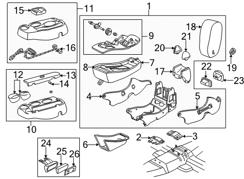 2002 Ford Taurus Console Cup Holder Diagram for 3F1Z-5413562-AA