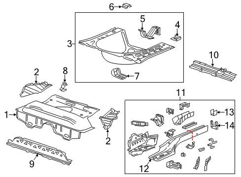 2013 Chevrolet Sonic Rear Body - Floor & Rails Rear Floor Pan Diagram for 95231590