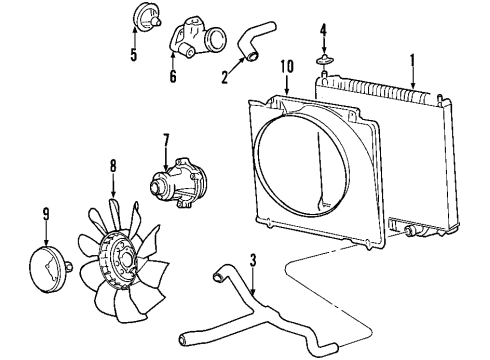 2002 Ford E-350 Econoline Club Wagon Cooling System, Radiator, Water Pump, Cooling Fan, Belts & Pulleys Lower Hose Diagram for 3C2Z-8286-JA