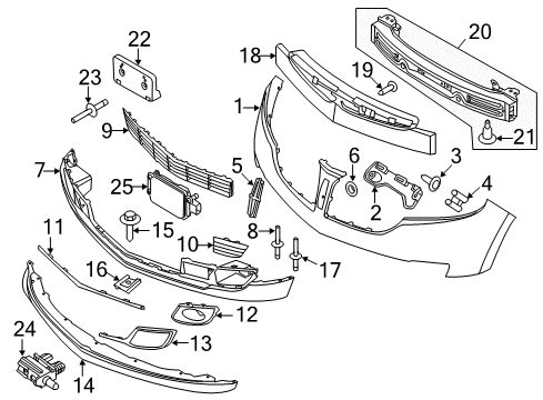 2011 Lincoln MKX Front Bumper Valance Diagram for BA1Z-17626-A