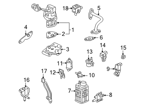 1997 Acura NSX Emission Components Stay, Purge Control Solenoid Valve Diagram for 36211-PR7-A31