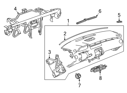 2015 Chevrolet Camaro Cluster & Switches, Instrument Panel Seal Diagram for 20963991