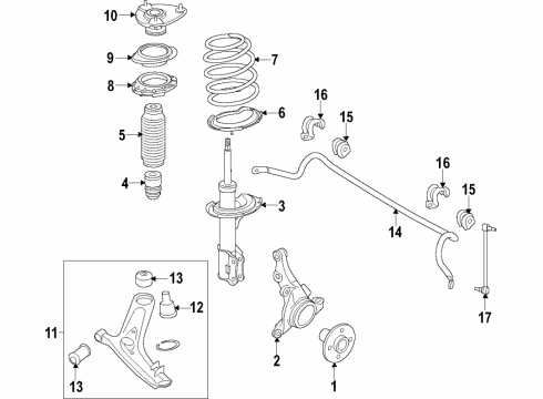 2019 Kia Forte Front Suspension Components, Lower Control Arm, Stabilizer Bar Front Spring Diagram for 54630M7660