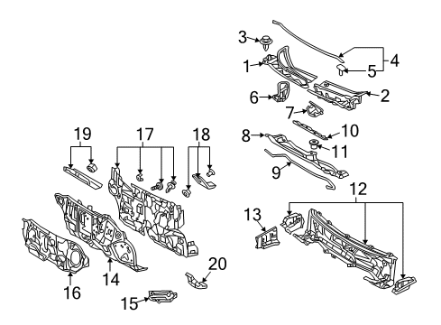 2010 Toyota Matrix Cowl Dash Panel Diagram for 55101-02860