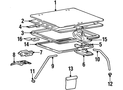 1999 Hyundai Accent Sunroof Weatherstrip-Sunroof Frame Diagram for 81627-22000