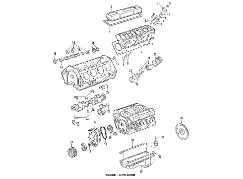 1987 Cadillac Eldorado Engine & Trans Mounting Bearings Diagram for 18013790