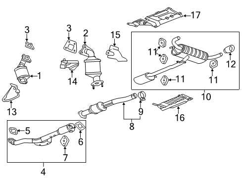 2015 GMC Terrain Exhaust Components Muffler W/Tailpipe Diagram for 23442413