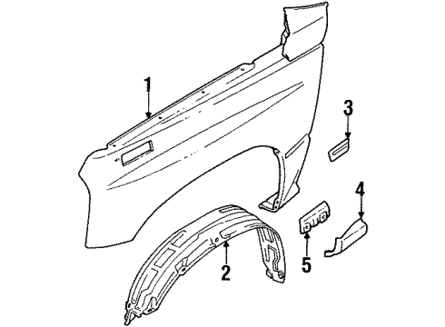 1996 Geo Tracker Fender & Components, Exterior Trim Molding, Body Side Front Diagram for 30015345