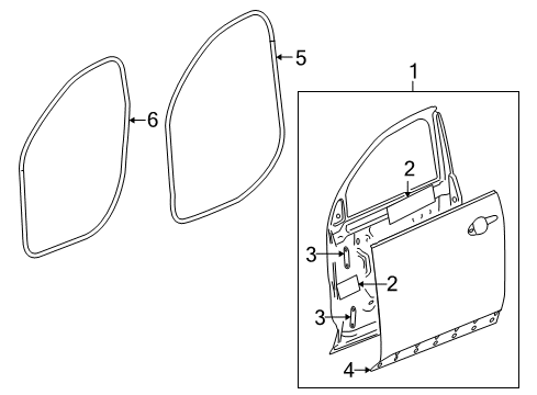 2010 GMC Terrain Front Door Door Shell Diagram for 22793129