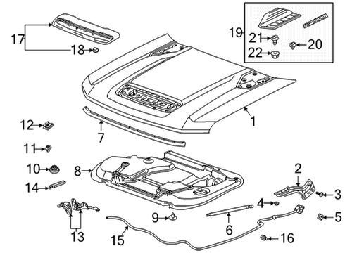 2020 Chevrolet Silverado 2500 HD Hood & Components Support Strut Diagram for 84612351