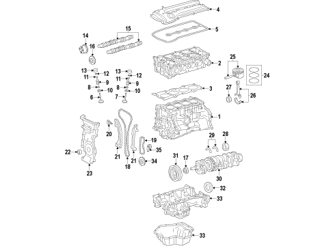 2012 Nissan Versa Engine Parts, Mounts, Cylinder Head & Valves, Camshaft & Timing, Oil Pan, Oil Pump, Crankshaft & Bearings, Pistons, Rings & Bearings, Variable Valve Timing Bearing-Crankshaft Diagram for 12215-CK800