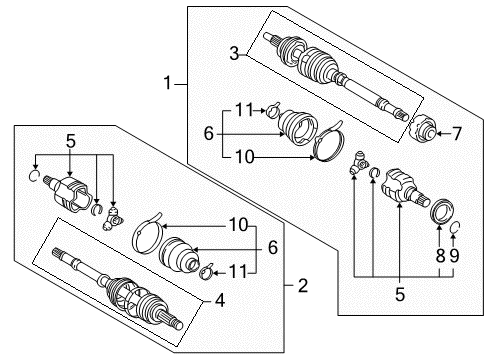 2001 Toyota Prius Drive Axles - Front Outer Joint Assembly Diagram for 43470-49077