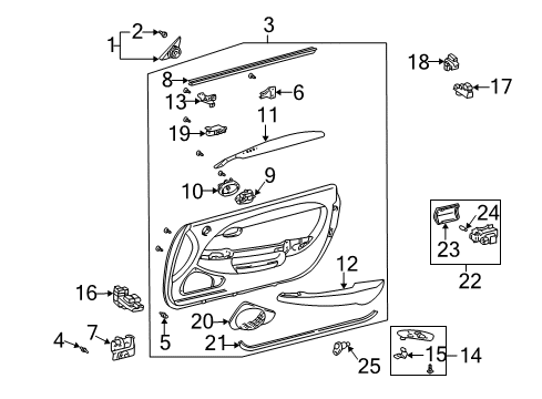 2003 Lexus SC430 Interior Trim - Door Garnish, Front Door Window Upper Bracket, LH Diagram for 67492-24040-C0