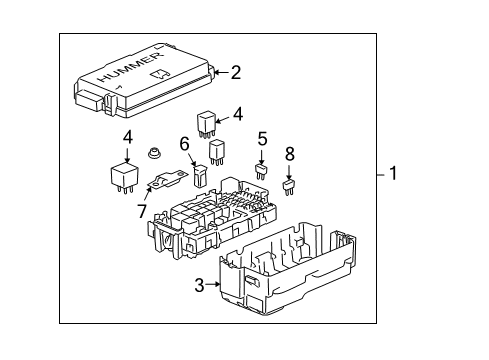 2010 Hummer H3T Fuse & Relay Block Asm-Fuse Diagram for 94730533