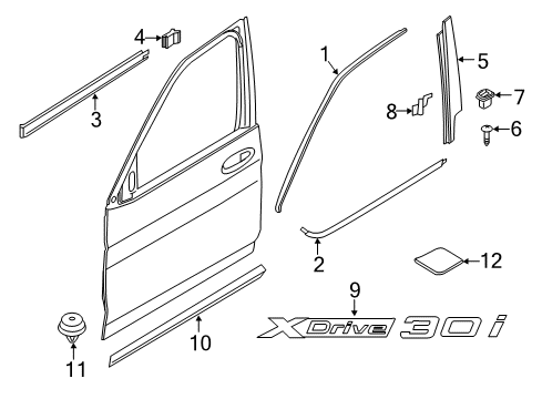 2019 BMW X3 Exterior Trim - Front Door Protective Strip Primed Front Door Right Diagram for 51138064794