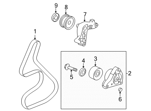 2006 Honda Civic Belts & Pulleys Nut Diagram for 90202-RAA-A01