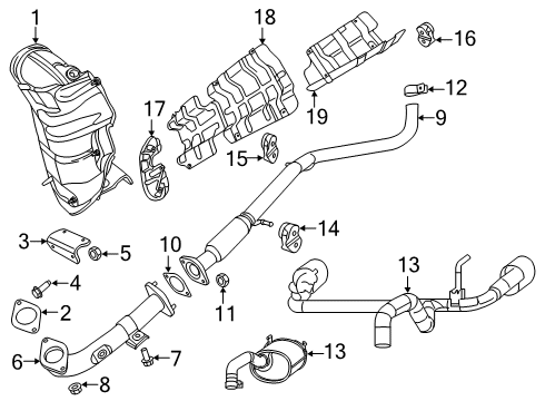 2019 Fiat 500 Exhaust Components Nut-Heat Shield Attach Diagram for 68242771AA