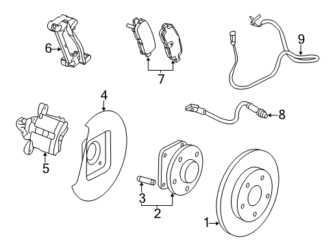 2010 Buick LaCrosse Rear Brakes Rear Speed Sensor Diagram for 12841556