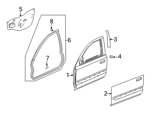 2006 Honda CR-V Front Door Weatherstrip, L. FR. Door Diagram for 72350-SCA-E01