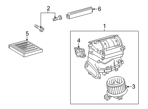 2013 Toyota Prius Blower Motor & Fan Fan & Motor Diagram for 87103-47041