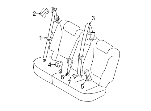 2011 Kia Sorento Seat Belt 2Nd Seat Buckle Right Diagram for 898401U510H9