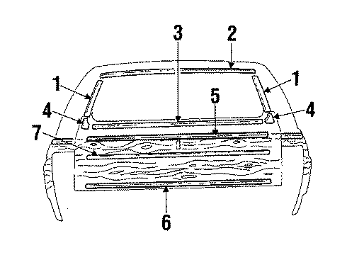 1987 Buick Electra Exterior Trim - Tail Gate Molding Asm Outer Panel Tail Gate Lower Diagram for 20046491