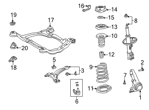 2000 Toyota Camry Front Suspension Components, Lower Control Arm, Stabilizer Bar Coil Spring Diagram for 48131-AA090