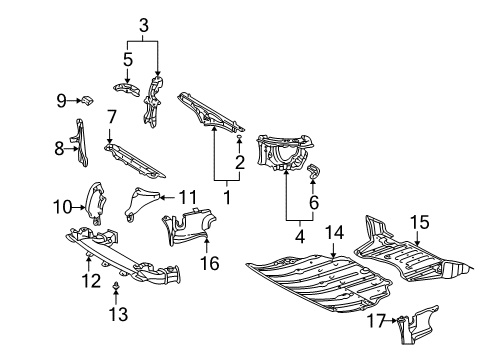 2001 Lexus LS430 Radiator Support Bracket, Front End Panel Mounting, RH Diagram for 53257-50010