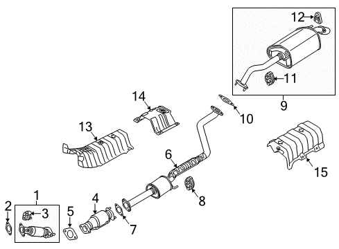 2016 Kia Forte Exhaust Components Center Muffler Assembly Diagram for 28650A7400