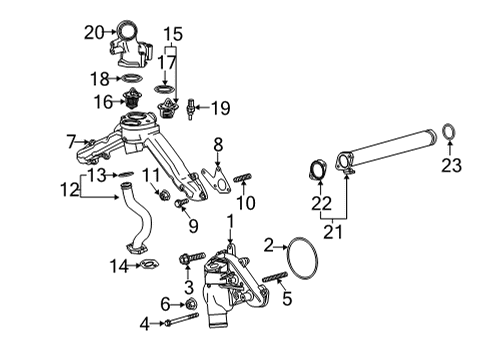 2020 Chevrolet Silverado 2500 HD Powertrain Control Water Outlet Diagram for 12706111