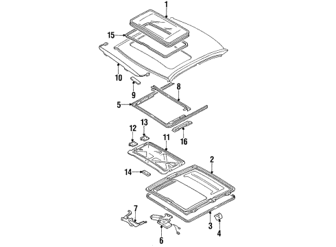 1991 Infiniti M30 Sunroof WEATHERSTRIP Sunroof Diagram for 91246-F6220