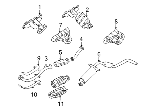 1999 Nissan Frontier Exhaust Components INSULATOR-Heat, Exhaust Tube Front Upper Diagram for 20515-8B460