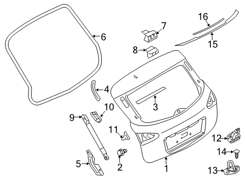 2016 Infiniti QX50 Gate & Hardware Door Assy-Back Diagram for KMA00-1BC9B