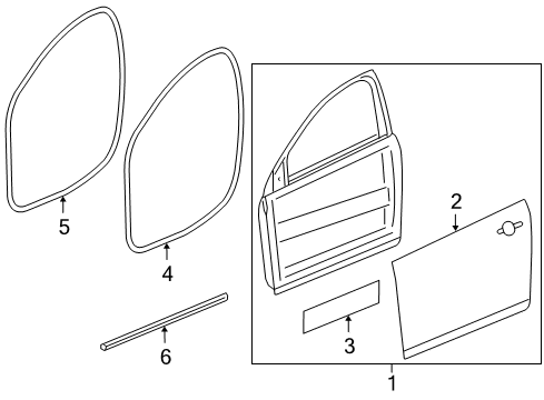 2014 Chevrolet Cruze Front Door Door Weatherstrip Diagram for 95021340