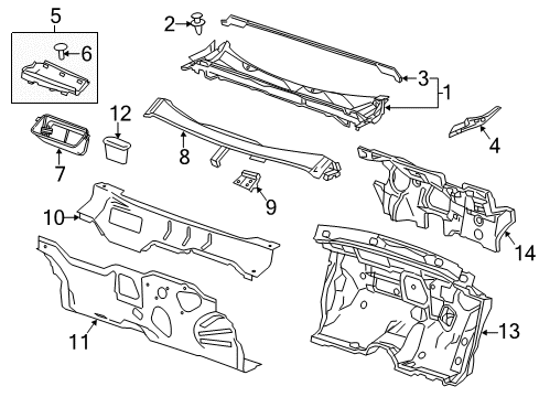 2014 Chevrolet Impala Cowl Weatherstrip Asm-Hood Rear Diagram for 20944492