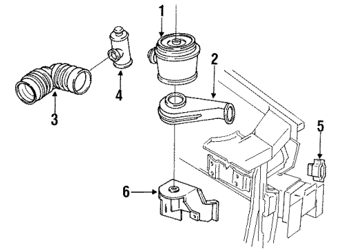 1990 Buick Regal Air Intake DUCT, Air Cleaner Intake Diagram for 25536381