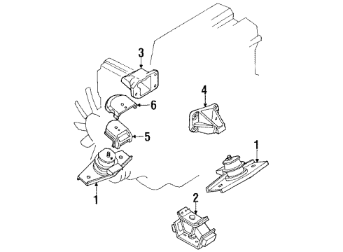 1989 Toyota Cressida Engine & Trans Mounting Damper Sub-Assy, Engine Rear Support Member Diagram for 51204-22120