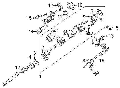 2020 Chevrolet Suburban Ignition Lock Intermed Shaft Diagram for 84370714