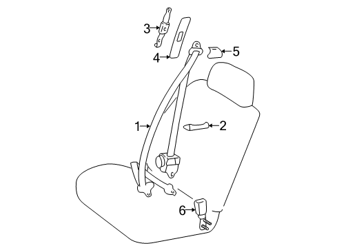 Diagram for 1996 Toyota 4Runner Seat Belt 