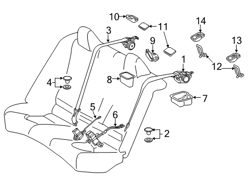 2020 Toyota Camry Rear Seat Belts Retractor Cover Diagram for 73431-06010
