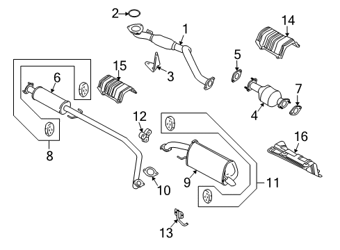2009 Chevrolet Aveo Exhaust Components Exhaust Muffler Assembly (W/ Exhaust Pipe & Rear Muffler) Diagram for 96654227