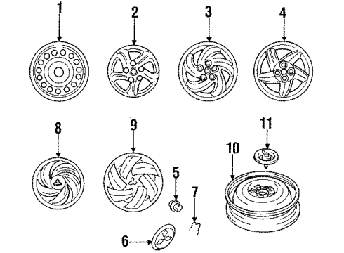 1996 Mitsubishi Eclipse Wheels Spare Wheel Diagram for MB949943