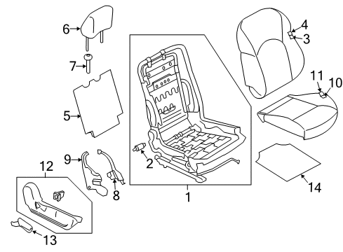 2011 Nissan Juke Passenger Seat Components FINISHER-Cushion, Front Seat LH Rear Diagram for 87372-1KA2A