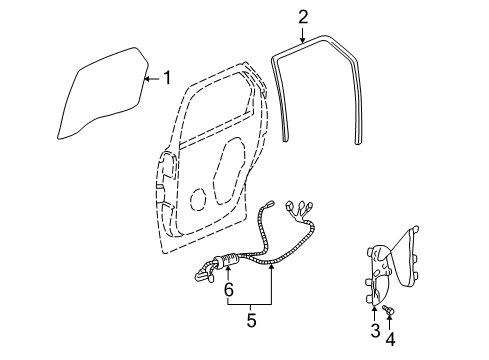 2001 Pontiac Aztek Rear Door Channel Asm-Rear Side Door Window Diagram for 10411310